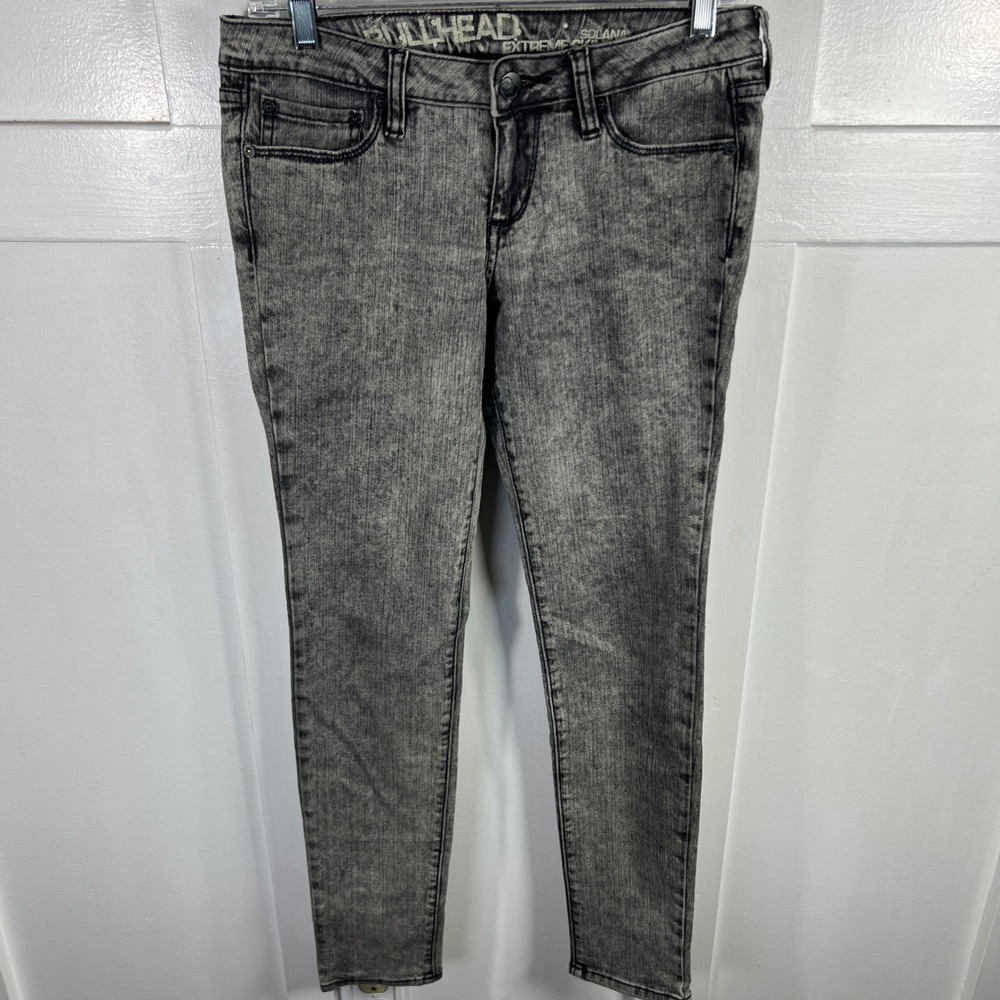 Bullhead Denim Co Solana Extreme Skinny Grey Acid Jeans Size 7 Low Rise 29x30